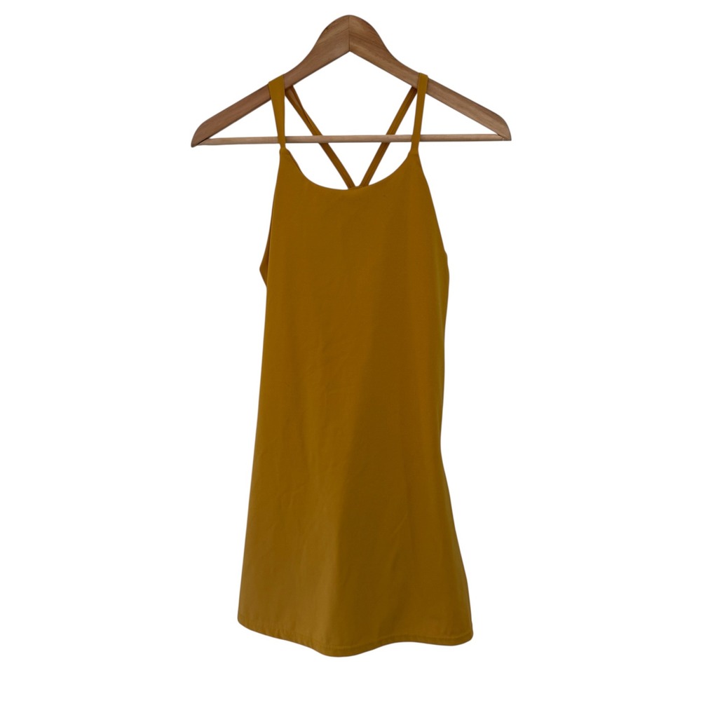 Mustard Yellow Racerback Tank Dress‎ Skort Mini Size S Nylon Spandex Athleisure